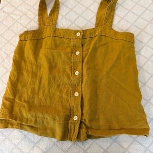 Everlane 100% Linen Button-Front Tank Top — Mustard Yellow